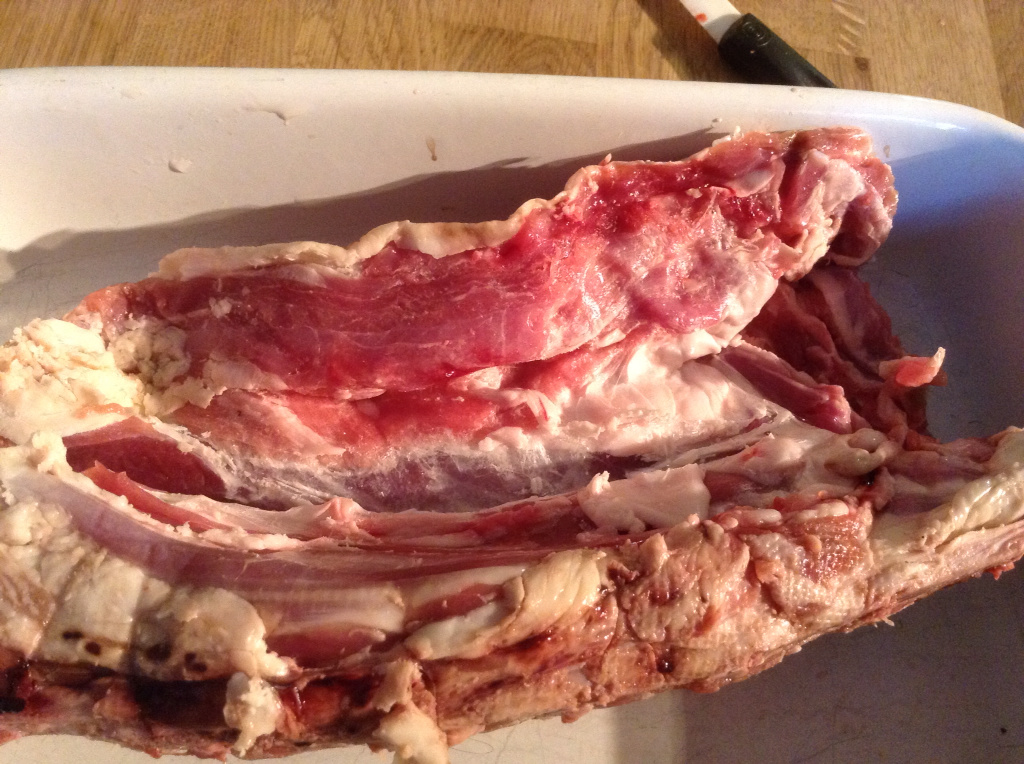 Lamb shoulder rolled with snails butter